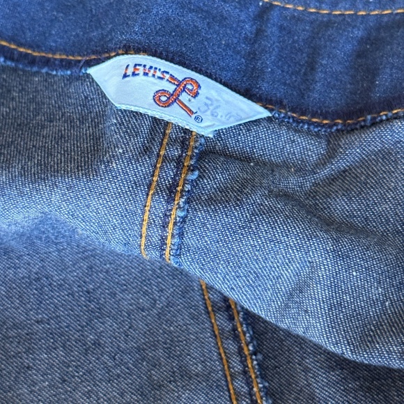 Vintage 70s Levis Denim Sundress Fitted Button Front Dress Brass Buckle In Back - Picture 3 of 11